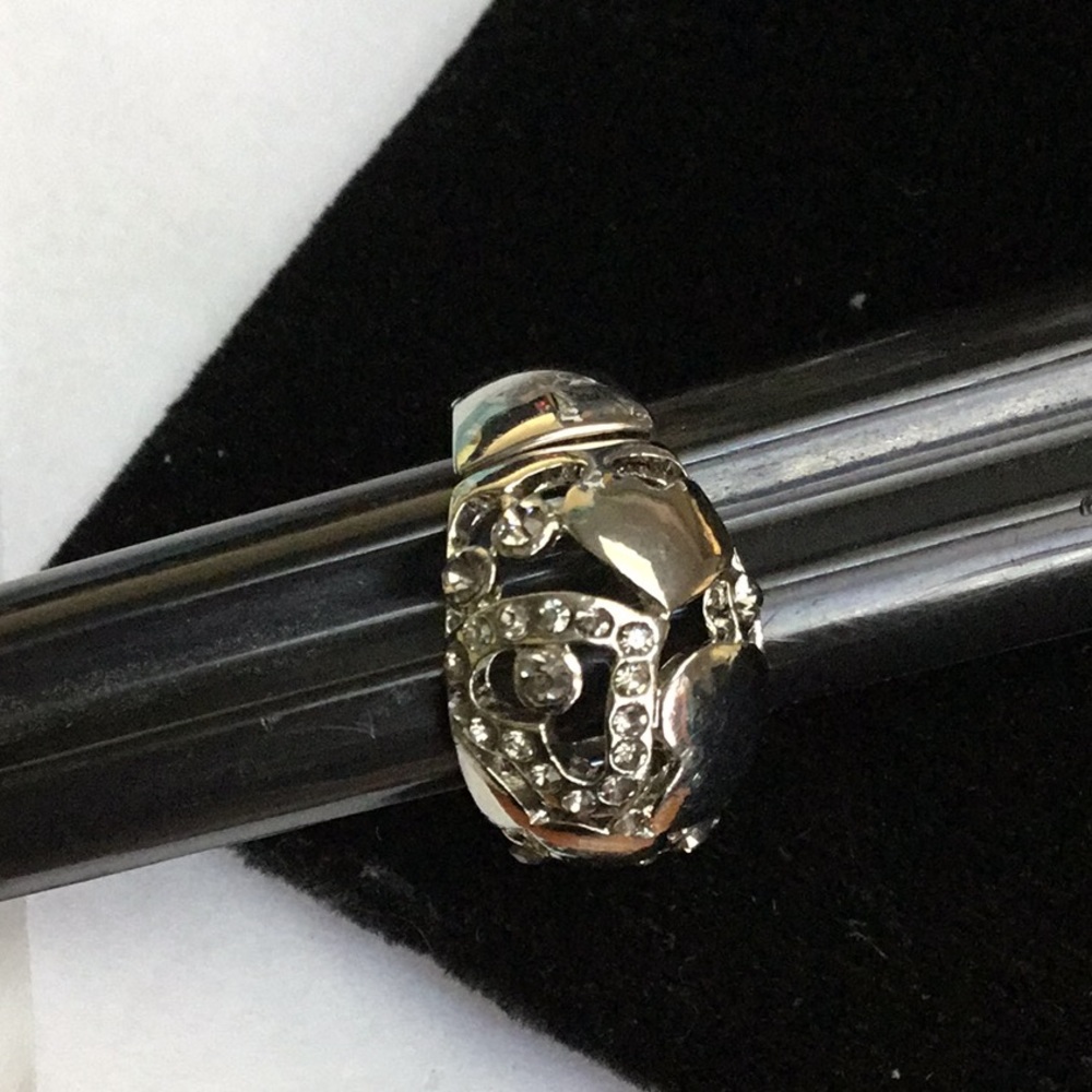 Dome Fashion Bold Statement Silver tone Stretch Ring